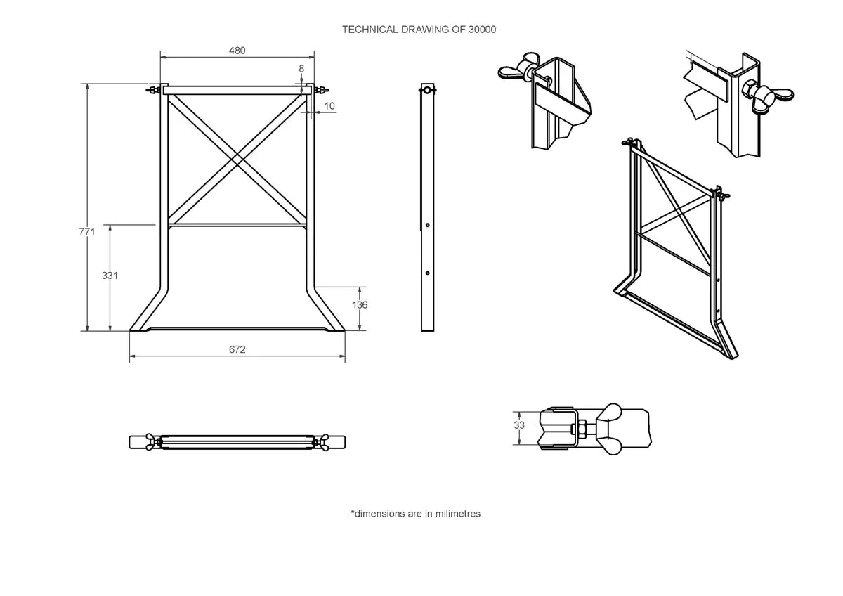 Feros Bierzeltgarniturerhöhung 1100 mm, 3mm gefaltenem Winkelstahl, 30000 (500/600 mm)