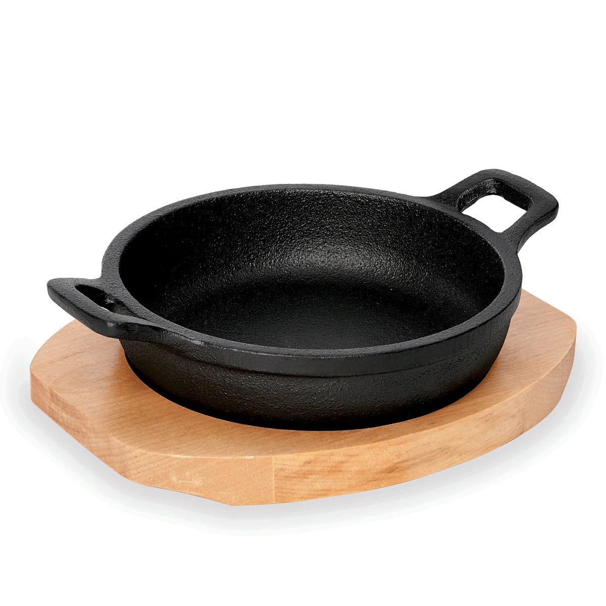 Servierpfanne Cast Iron 35, mit Holzuntersetzer, Ø 16 cm, Gusseisen/Holz