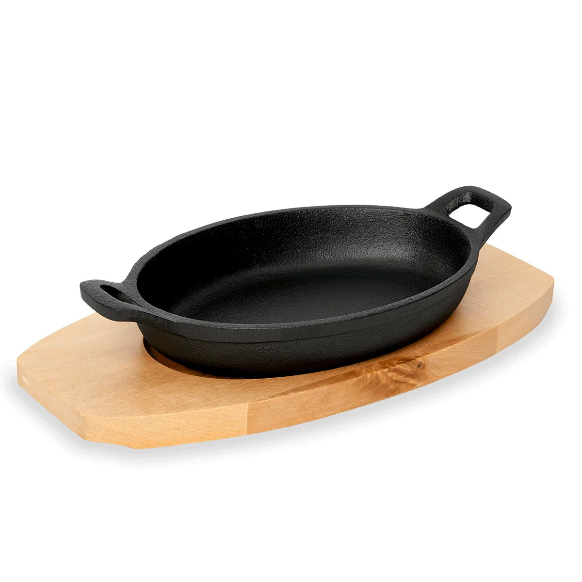 Poêle de service Cast Iron 35, avec support en bois, 24 x 17,5 x 5 cm