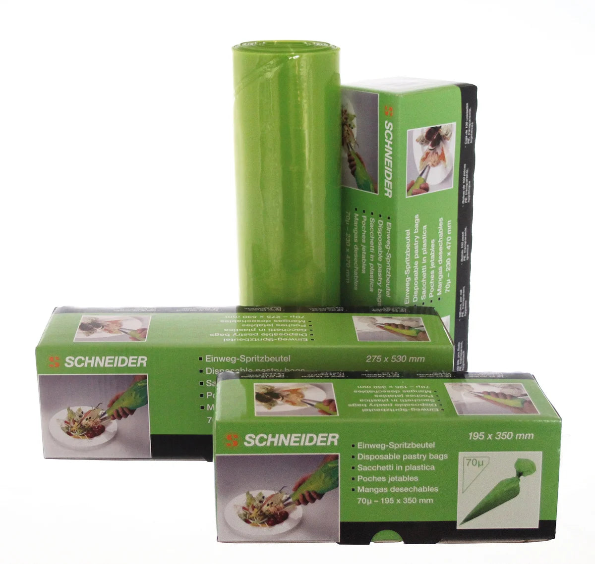 Poche à douille jetable Eco Schneider avec pointe fermée 530 x 275 mm - 100 pièces