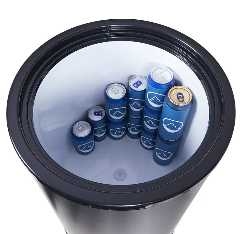 Gastro-Cool PT40 Party-Cooler / Kühltonne 40 Liter mit Glasdeckel schwarz, auf Rollen