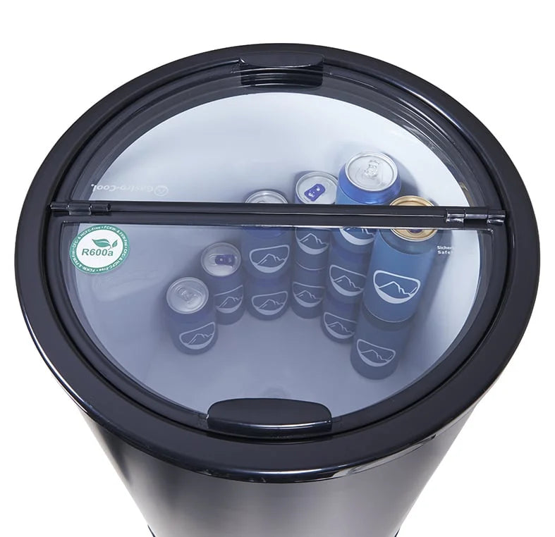 Gastro-Cool PT40 Party-Cooler / Kühltonne 40 Liter mit Glasdeckel schwarz, auf Rollen
