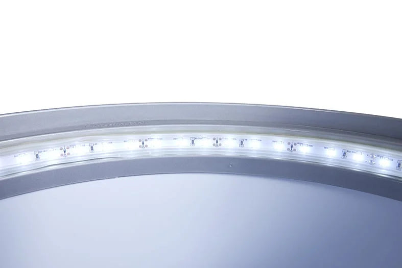 Gastro-Cool PT75 refroidisseur de fête / baril réfrigérant 73 litres avec couvercle en verre et cadre décoratif argenté + LED, sur roulettes