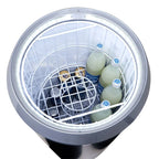 Gastro-Cool PT75 refroidisseur de fête / baril réfrigérant 73 litres avec couvercle en verre et cadre décoratif argenté + LED, sur roulettes