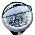 Gastro-Cool PT75 refroidisseur de fête / baril réfrigérant 73 litres avec couvercle en verre et cadre décoratif argenté + LED, sur roulettes
