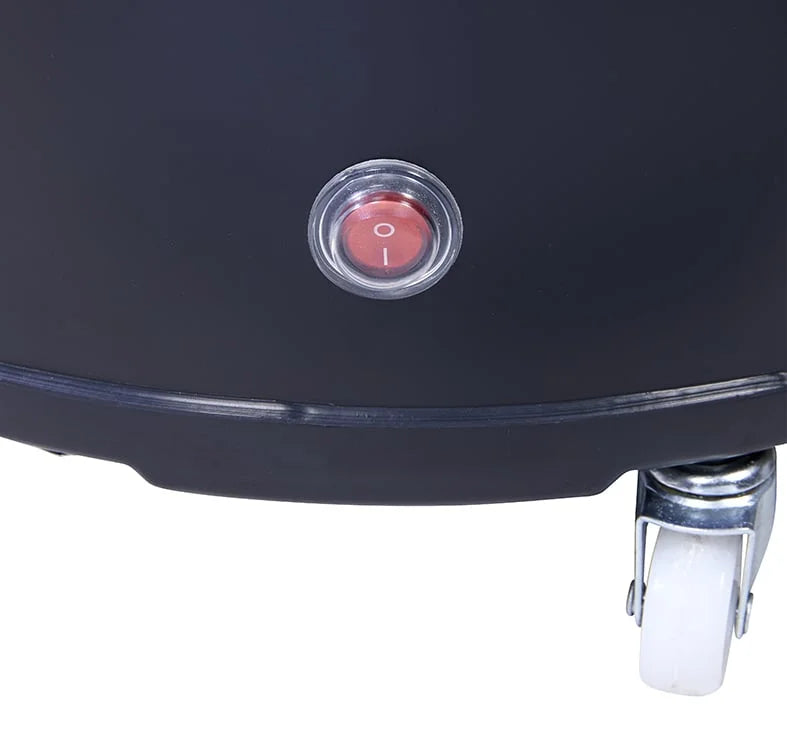 Gastro-Cool PT75 refroidisseur de fête / baril réfrigérant 73 litres avec couvercle en verre et cadre décoratif argenté + LED, sur roulettes