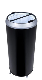 Gastro-Cool PT75 refroidisseur de fête / baril réfrigérant 73 litres avec couvercle en verre et cadre décoratif argenté + LED, sur roulettes