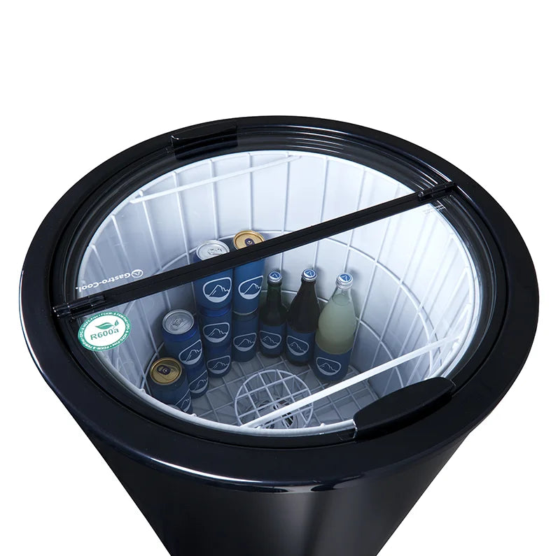 Gastro-Cool PT85 Party-Cooler / Kühltonne 86 Liter mit Glasdeckel schwarz