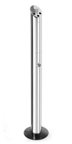 Cendrier sur pied modèle colonne en inox, verrouillable