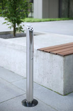 Cendrier sur pied modèle colonne en inox, verrouillable