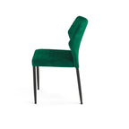 Chaise de restaurant Feros Louis, velours vert, rembourrée en tissu velours