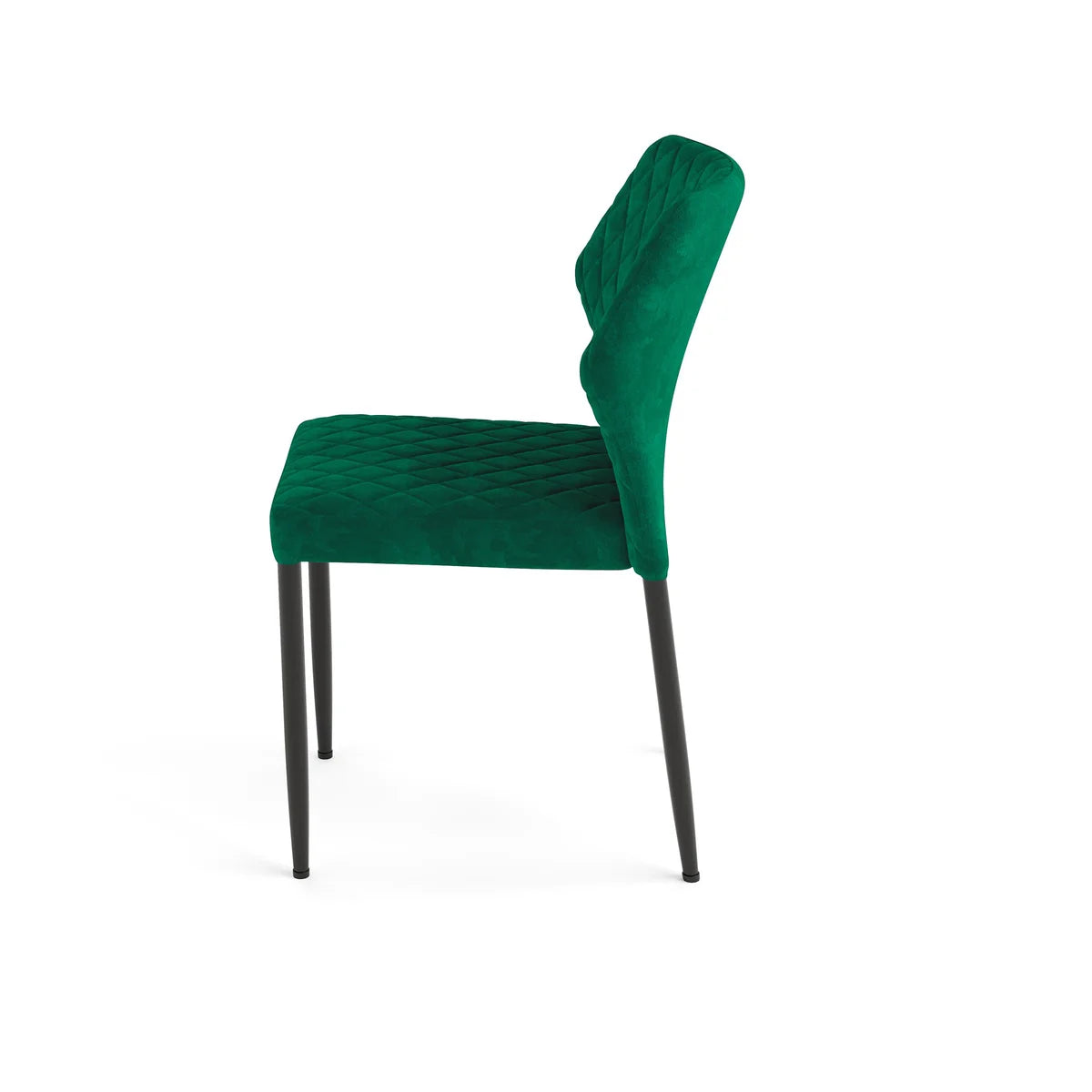 Chaise de restaurant Feros Louis, velours vert, rembourrée en tissu velours