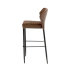 Tabouret de bar Feros Louis, cognac, rembourré en simili cuir