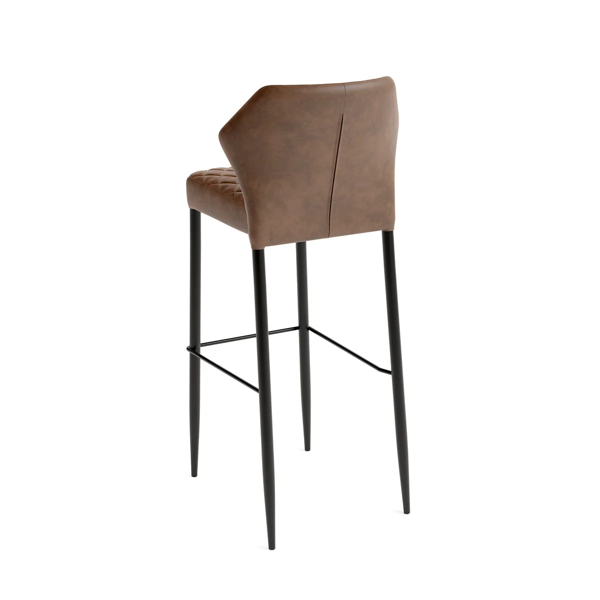 Tabouret de bar Feros Louis, cognac, rembourré en simili cuir