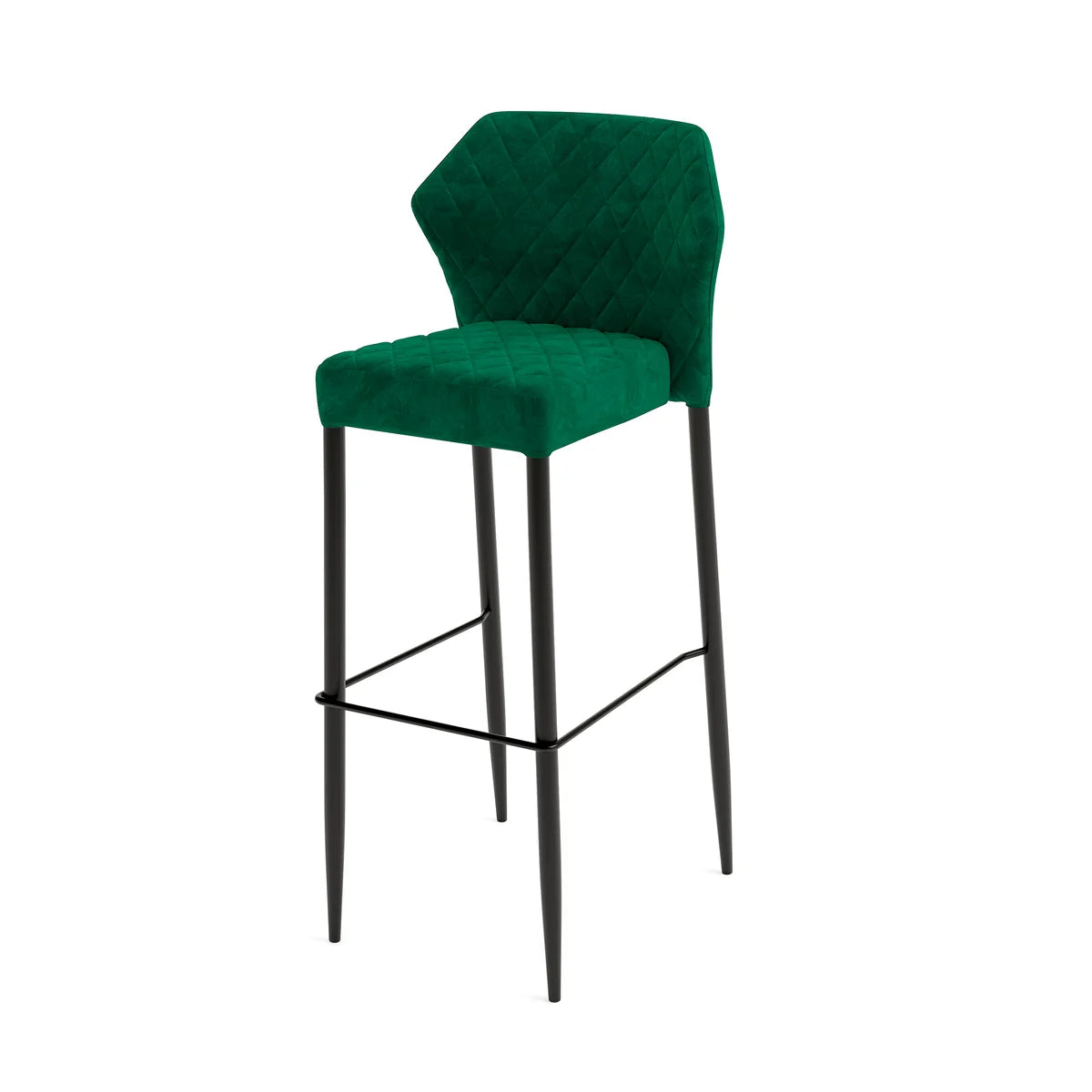 Feros Louis Tabouret de bar velours rembourré vert, ignifugé, 500 x 470 x 1050 mm