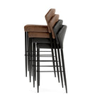 Tabouret de bar Feros Louis, noir, rembourré en simili cuir