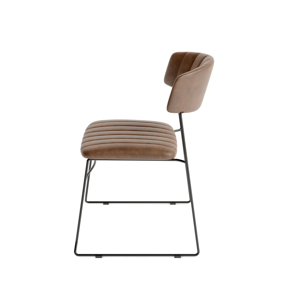 Feros Mundo Chaise empilable Cognac, rembourrée en simili cuir, ignifugé, 540 x 550 x 790 mm