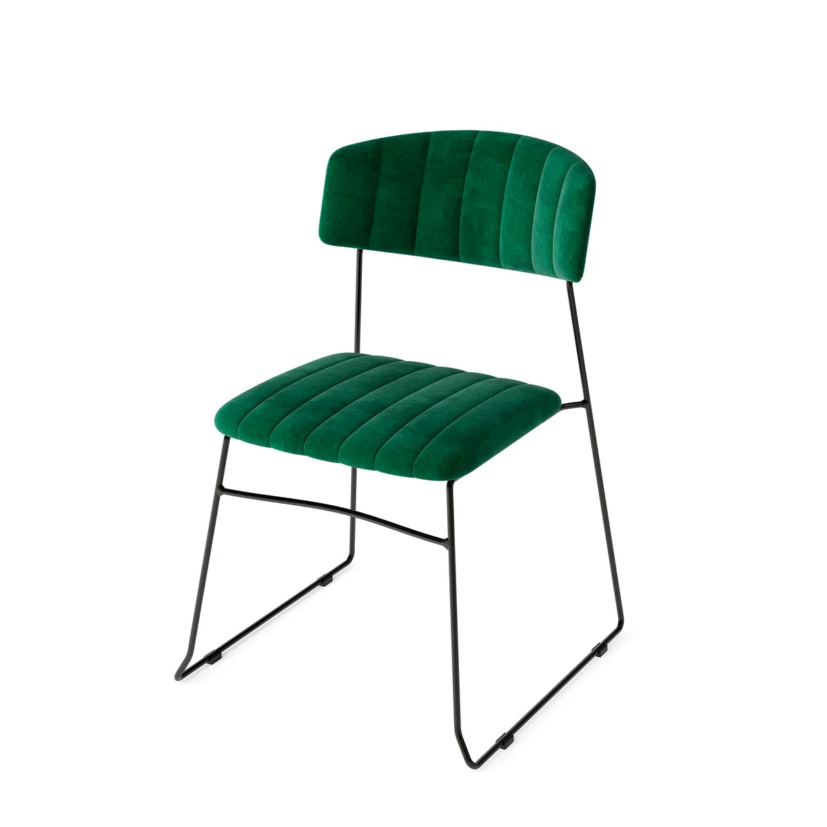 Feros Mundo Stapelstuhl Grün, Velours gepolstert, feuerhemmend, 540 x 550 x 790 mm