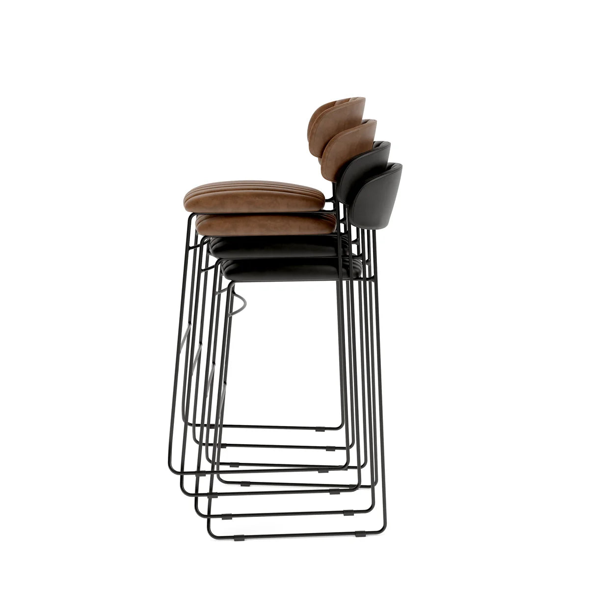Feros Mundo Barhocker Cognac, Kunstleder gepolstert, feuerhemmend, 465 x 490 x 1050 mm