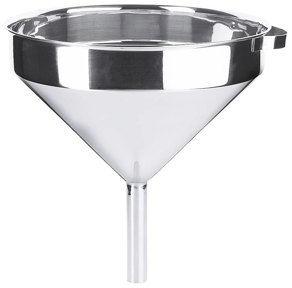 Entonnoir à fût, inox, avec poignée, passage 2,5 cm, hauteur 32,5 cm, 6 litres