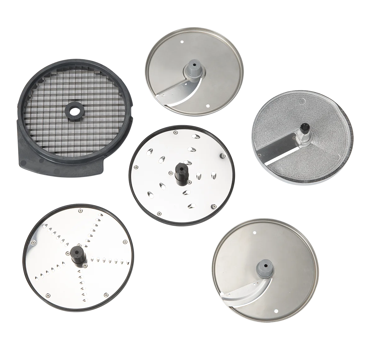 Dito Sama Set de disques PROFI (trancher 2mm & 5mm, râper 3mm & 7mm, trancher 10mm, couper en dés 10x10mm - Ø 175 mm)
