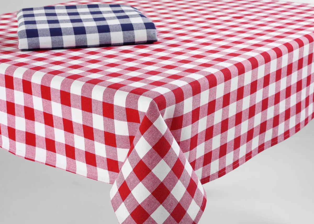 Nappe de cuisine, 100 % coton, rouge, motif à carreaux, 130 x 130 cm