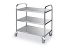 Chariot de service en inox - 910 x 590 x 950 mm avec 3 plateaux