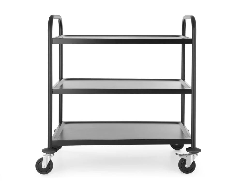 Servierwagen mattschwarz 3 Borde