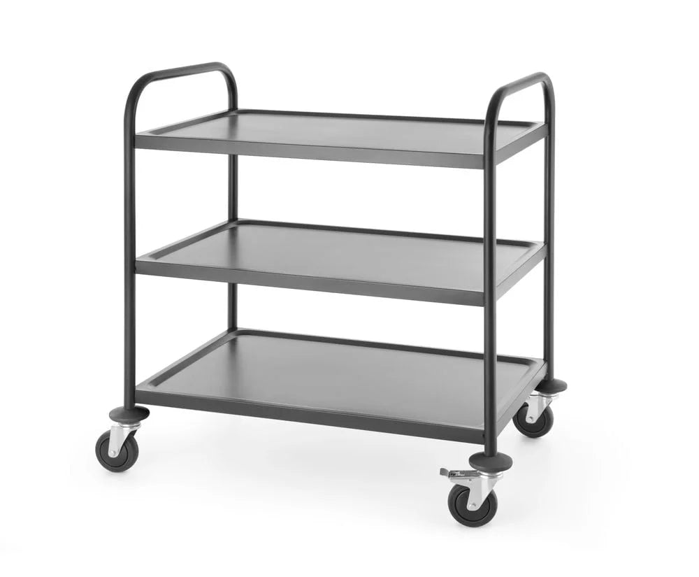 Servierwagen mattschwarz 3 Borde