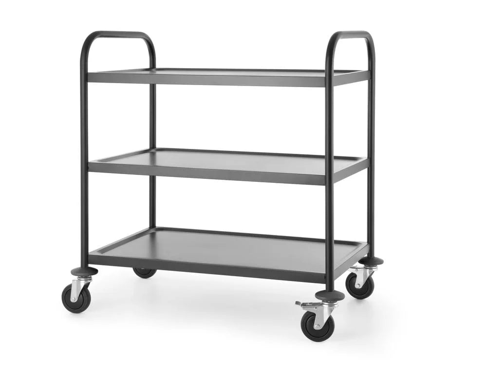 Servierwagen mattschwarz 3 Borde