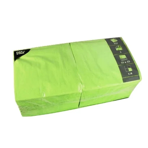 Papstar 250 serviettes, 3 plis, pliage 1/4 33 cm x 33 cm vert citron