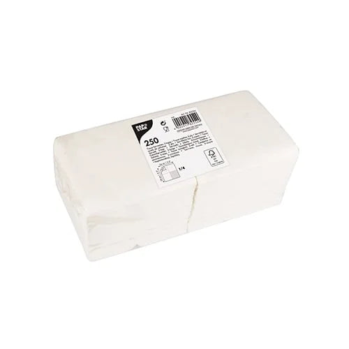 Papstar 250 serviettes, 2 plis pliage 1/4 24 cm x 24 cm blanc