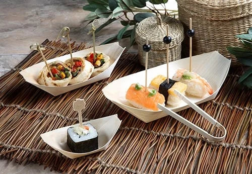 Papstar  Pure  Fingerfood-Schalen L - Schiffchen; Holz - 50 Stk