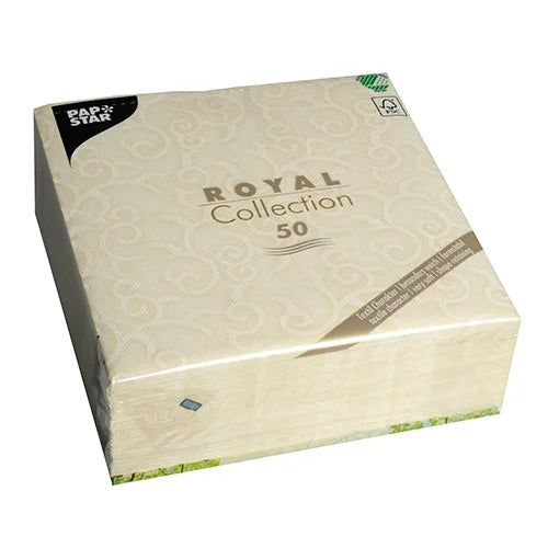 Papstar 50 Servietten ROYAL Collection 1/4-Falz 40 cm x 40 cm champagner Casali