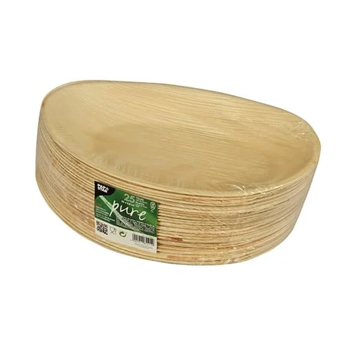 Papstar  Pure  Teller; oval; L; Palmblatt - 25 Stk