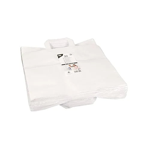 Papstar 50 sacs de transport, papier 27 cm x 32 cm x 17 cm blanc avec poignée