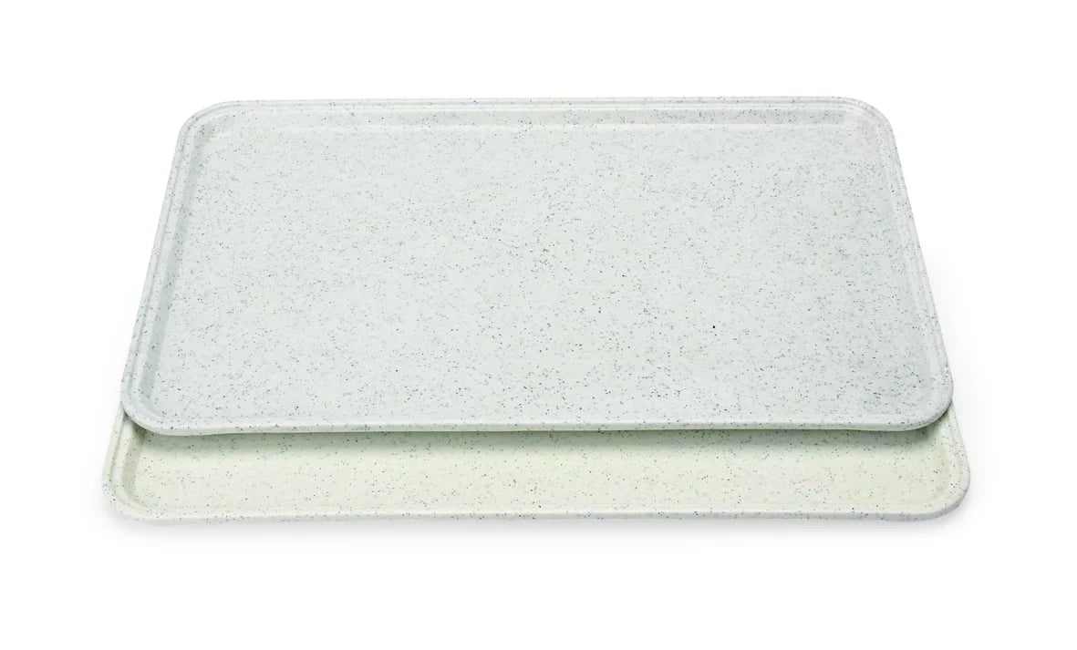 Plateau Polyester, EN 53 x 37 cm - gris clair avec points