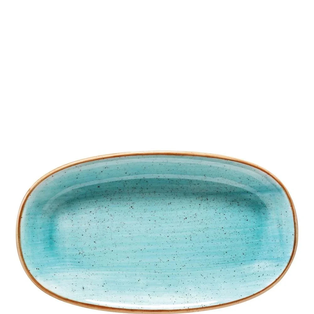 Plat ovale gourmet Bonna Premium Porcelain Aura Aqua 34 x 19 cm, bleu clair