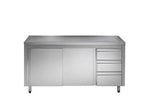 Armoire de travail en acier inoxydable ECO avec porte coulissante et 3 tiroirs 16x6