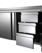Armoire de travail en acier inoxydable ECO avec porte coulissante et 3 tiroirs 16x6