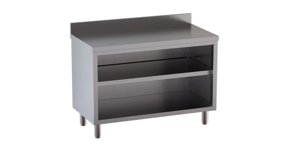 Armoire de travail en inox ECO 8x7 ouverte avec dosseret