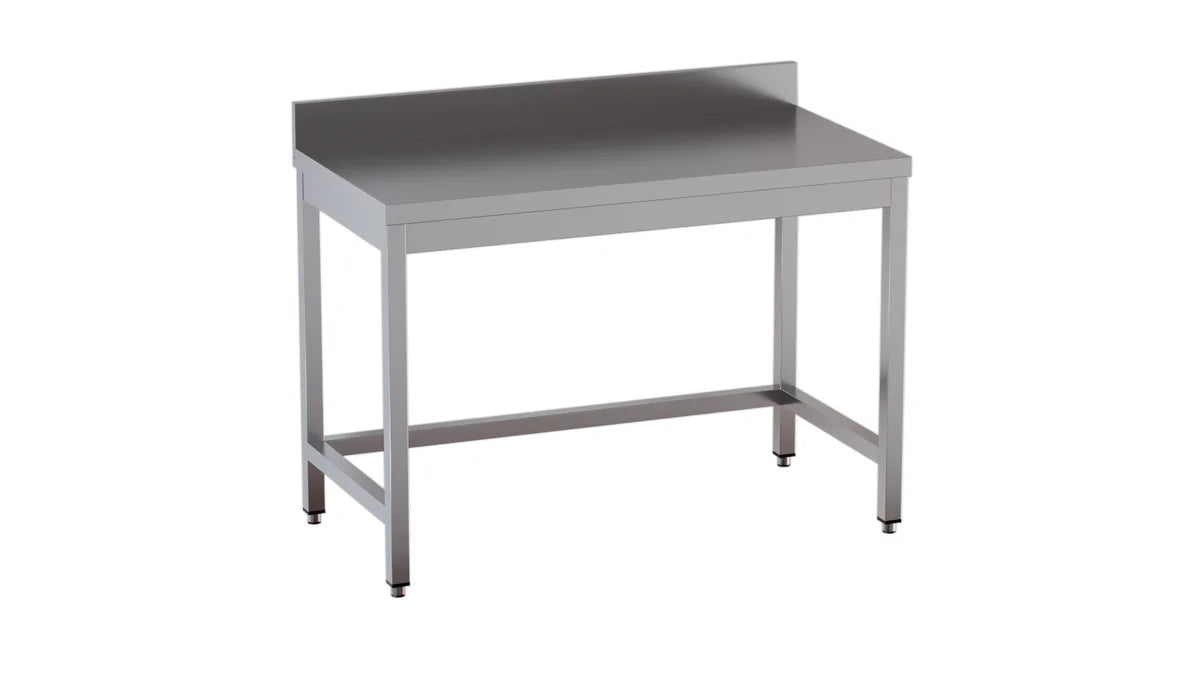 Table de travail en inox Eco 10x7 sans tablette inférieure avec dosseret