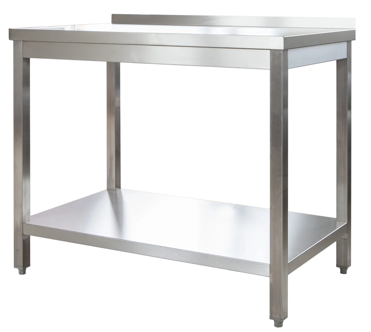 Edelstahl Arbeitstisch Profi 700 x 700 mm - mit Grundboden und Aufkantung