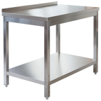 Edelstahl Arbeitstisch Profi 700 x 700 mm - mit Grundboden und Aufkantung