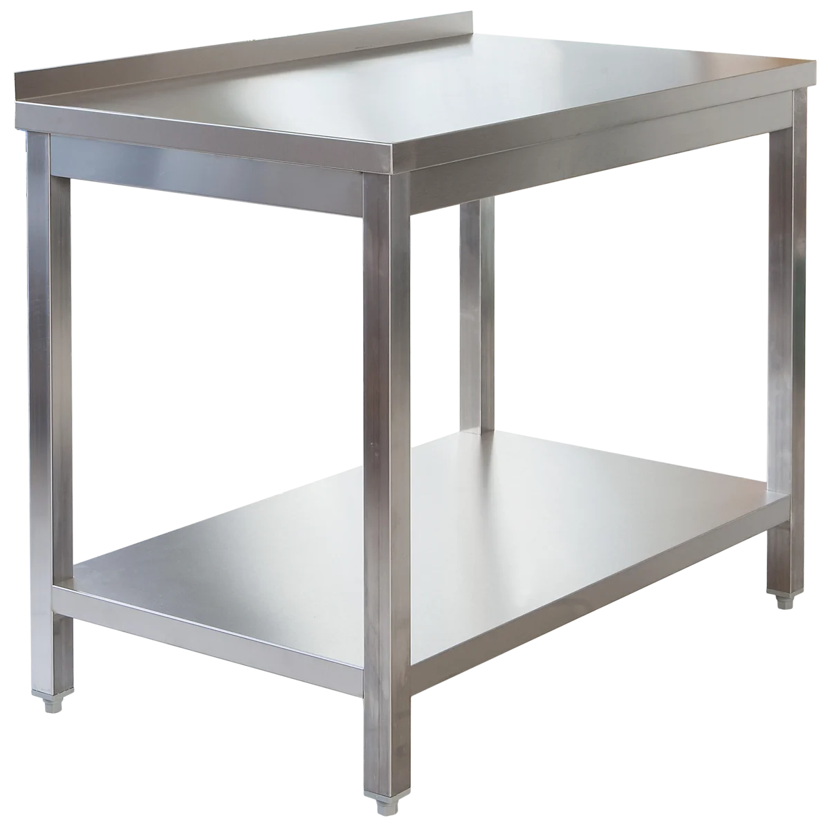 Edelstahl Arbeitstisch Profi 700 x 700 mm - mit Grundboden und Aufkantung