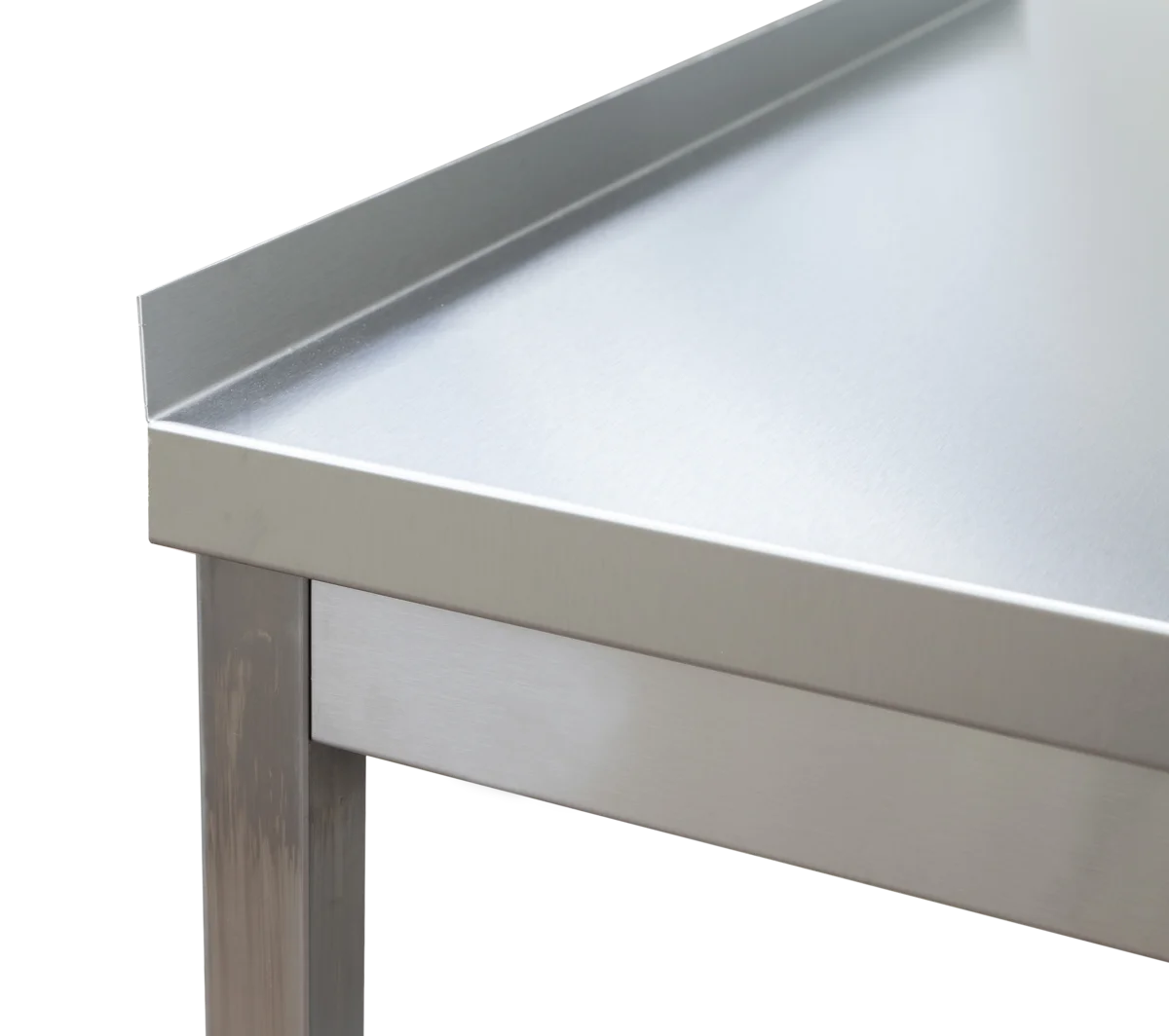 Edelstahl Arbeitstisch Profi 700 x 700 mm - mit Grundboden und Aufkantung