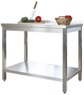 Edelstahl Arbeitstisch Profi 1200 x 700 mm - mit Grundboden und Aufkantung