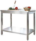 Edelstahl Arbeitstisch Profi 1200 x 700 mm - mit Grundboden und Aufkantung