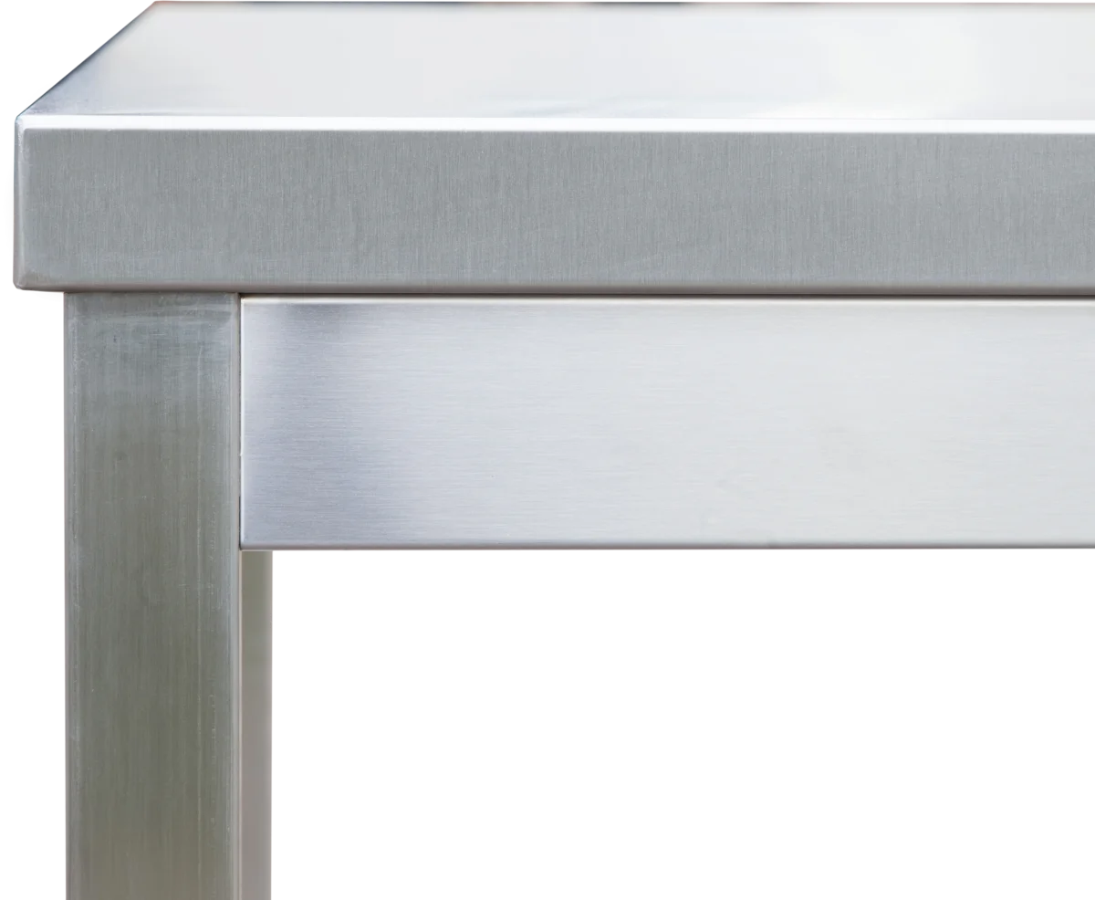 Edelstahl Arbeitstisch Profi 1200 x 700 mm - mit Grundboden und Aufkantung