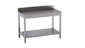 Table de travail en inox Eco 10x7 avec tablette inférieure et dosseret